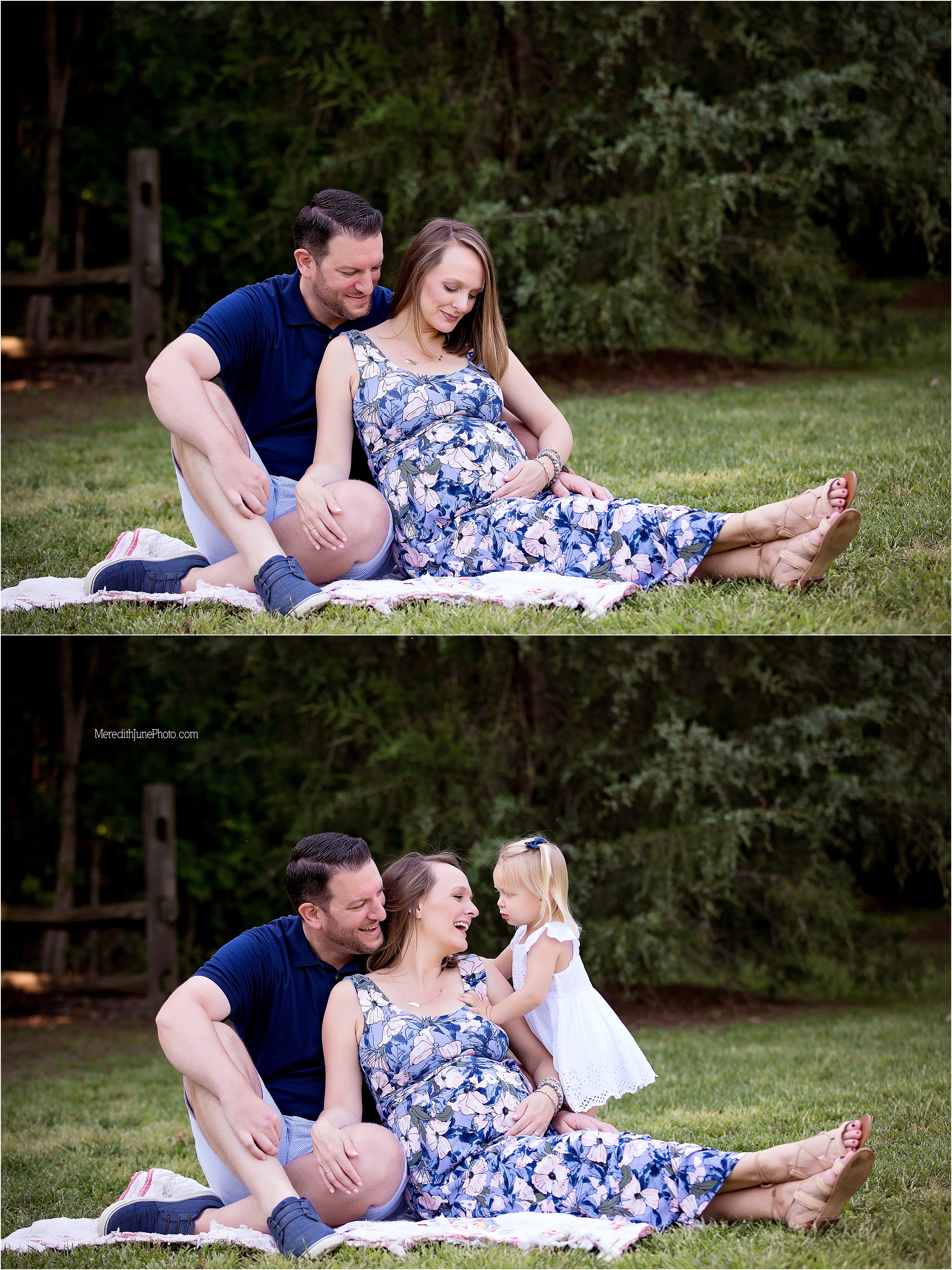 parents and sibling shot from shortened maternity session