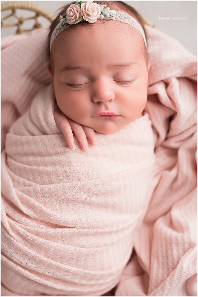 Newborn portraits for baby girl by Meredith June Photography