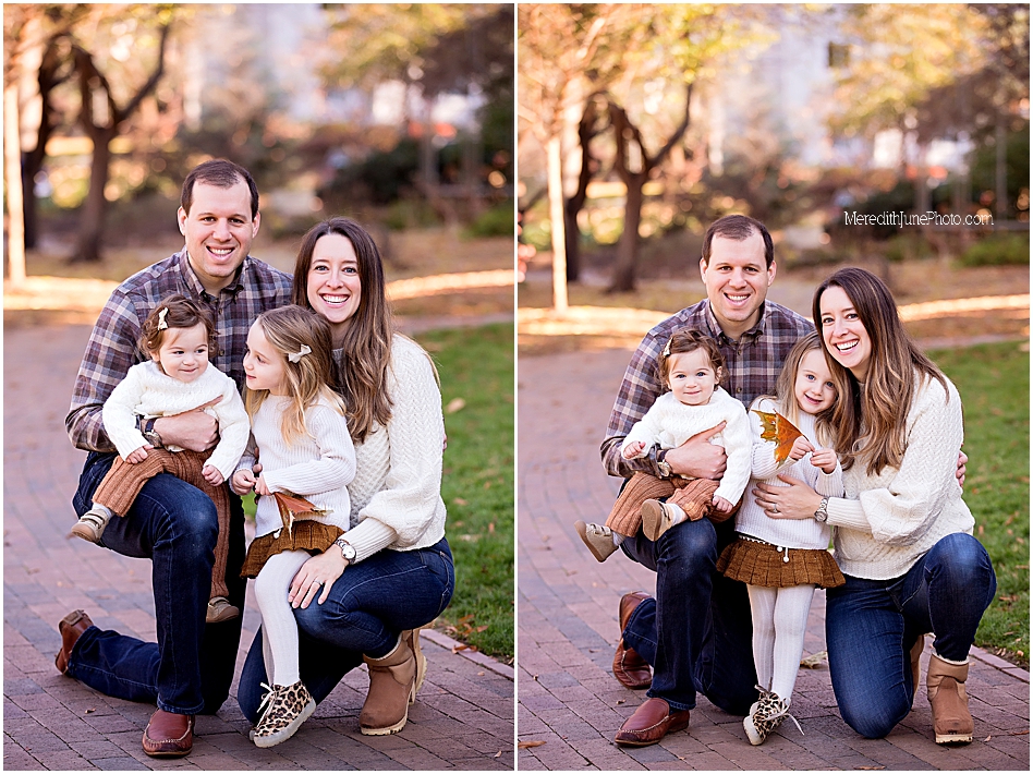 Fall family portraits at 4th ward park in Charlotte NC