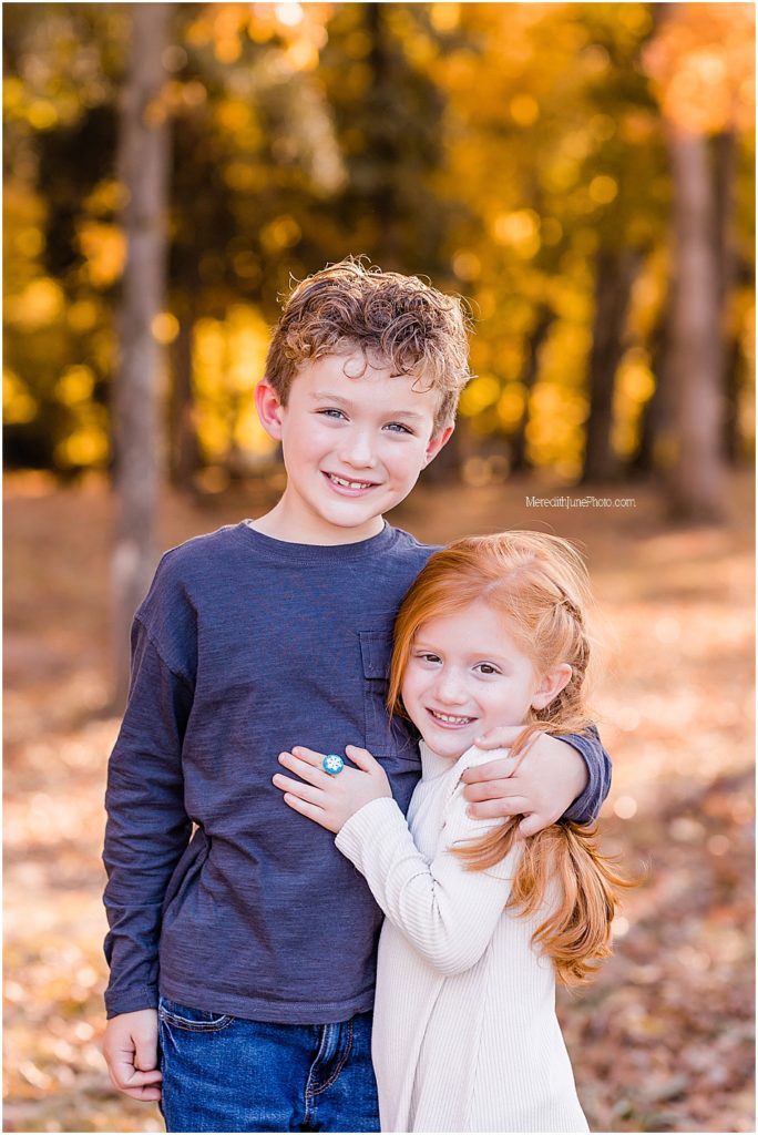 fall photo shoot for siblings in Charlotte NC