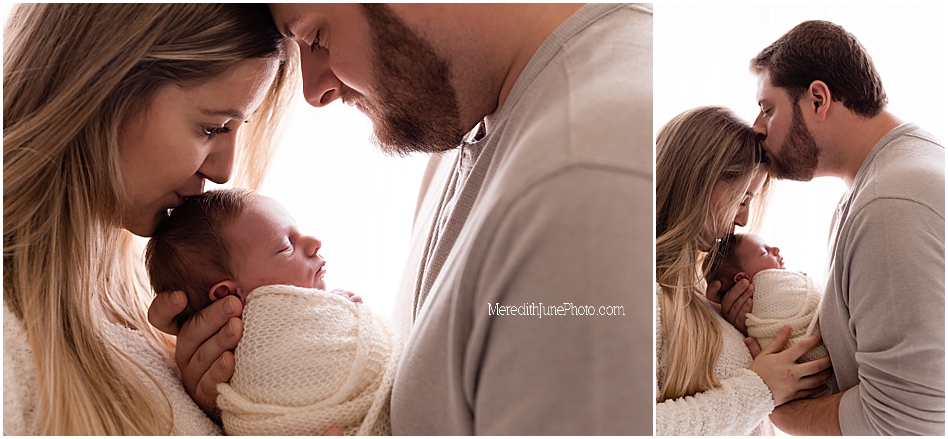 newborn with mom and dad posing ideas by MJP in Charlotte area